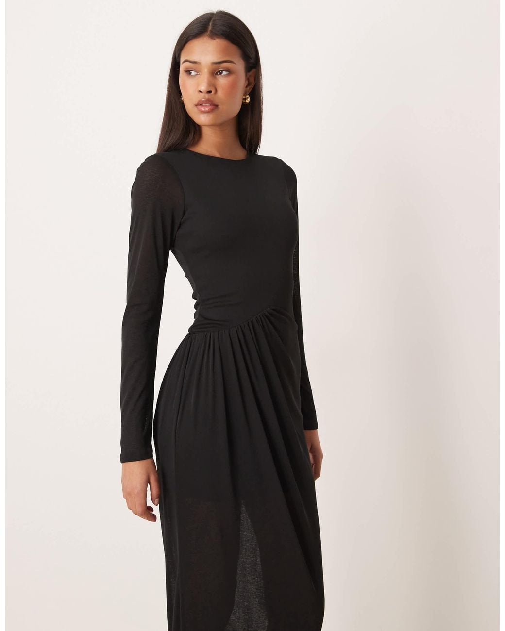 long sleeve black dress asos ASOS Design - Maxi Dress - Women - Polyester/Elastane - 4 US