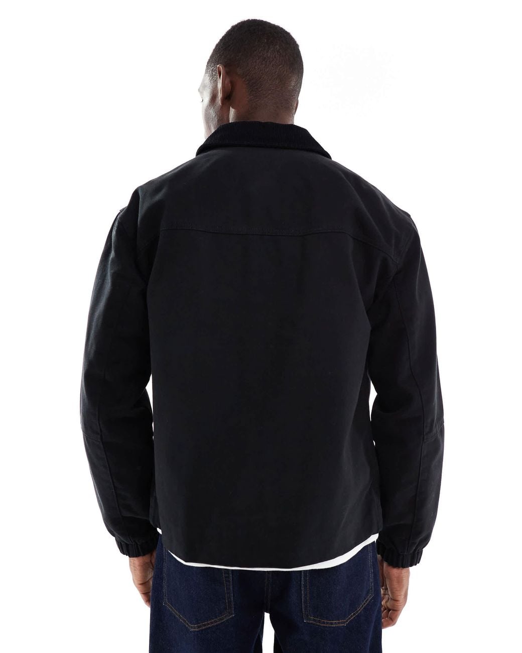 Only & Sons Blue Oversized Heavyweight Barn Jacket Cord Collar for men