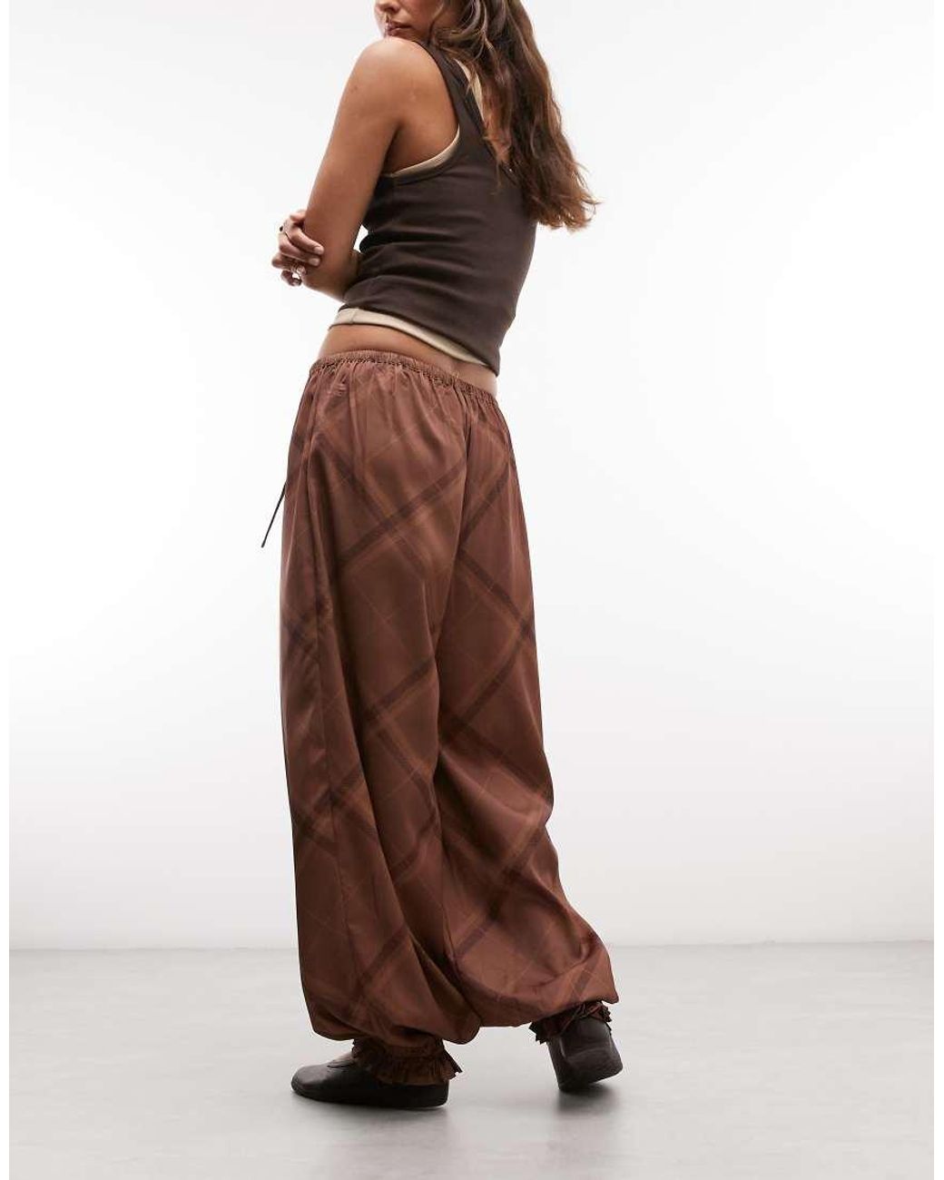 Reclaimed Vintage Brown Satin And Lace Balloon Trouser