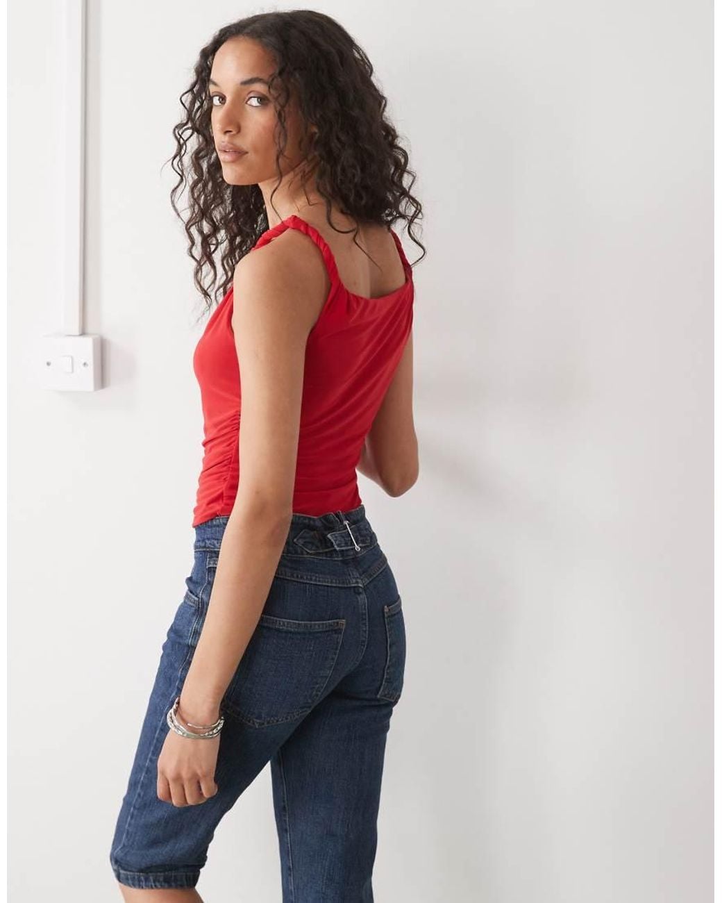 Collusion Red Twisted Strap Top