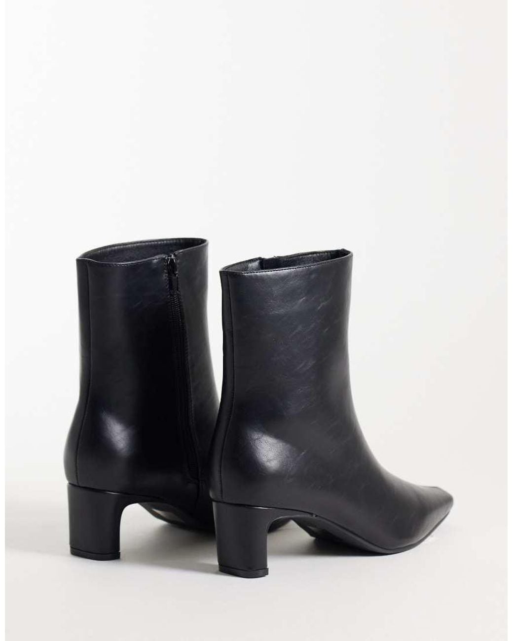 SEQWL Black Woody Kitten Heel Chisel Toe Ankle Boots
