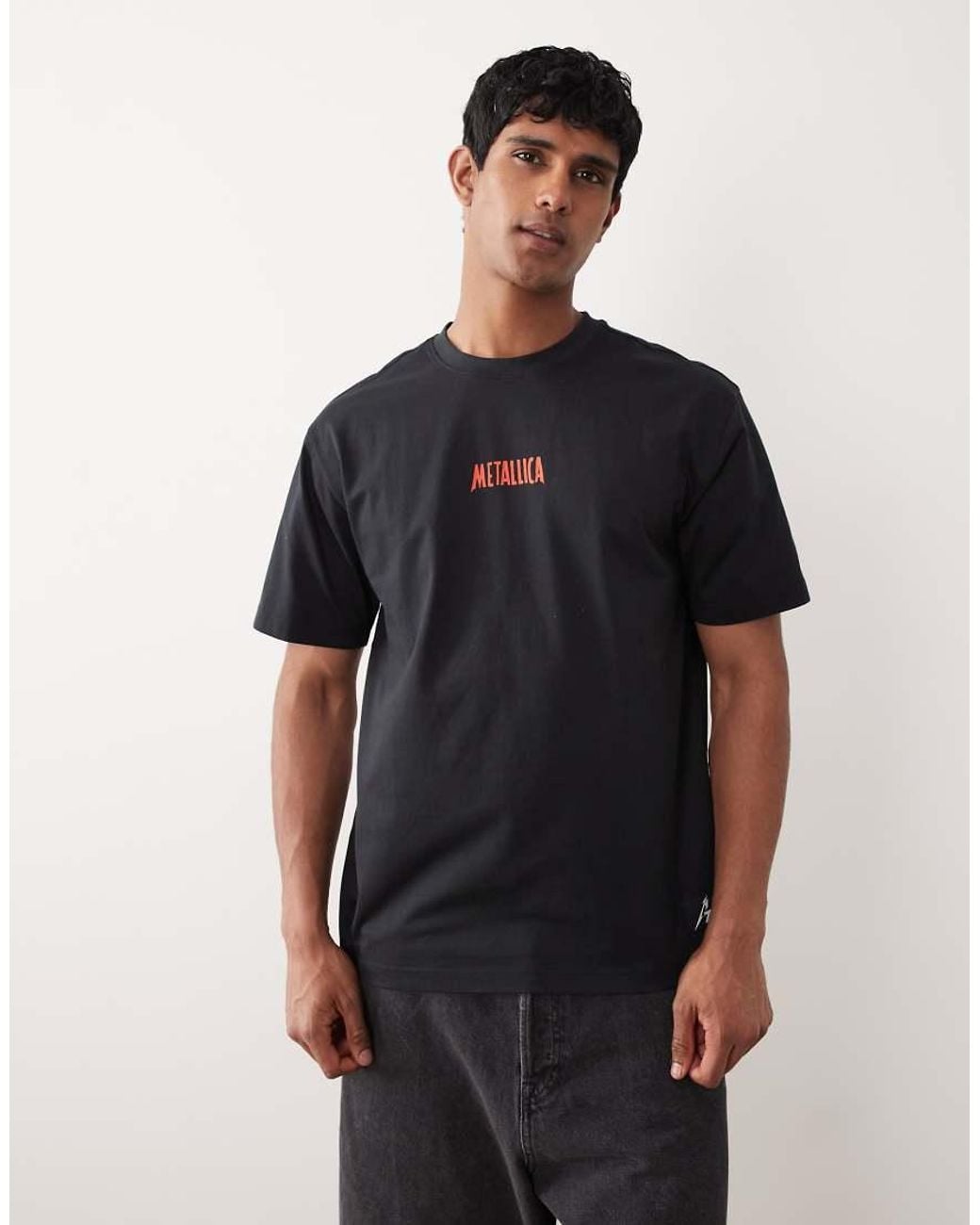 Only & Sons Black Relaxed Fit T-shirt With Metallica Back Print for men