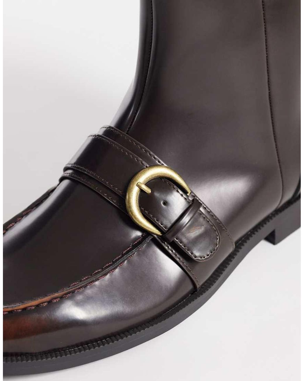ASOS Black Zip Up Boots With Buckle Detail for men