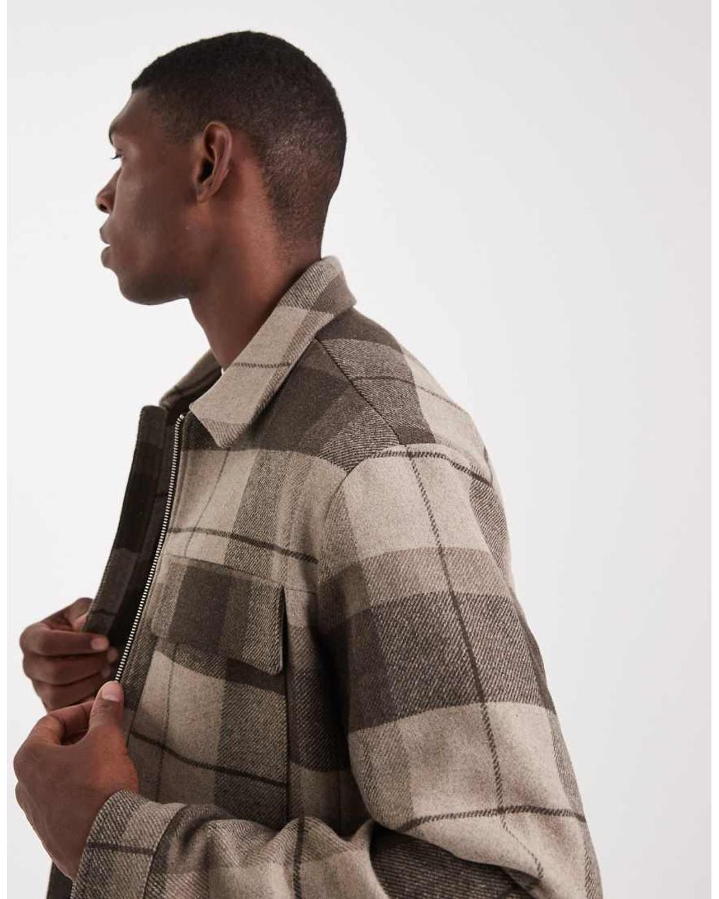 Jack & Jones Gray Wool Harrington Jacket for men