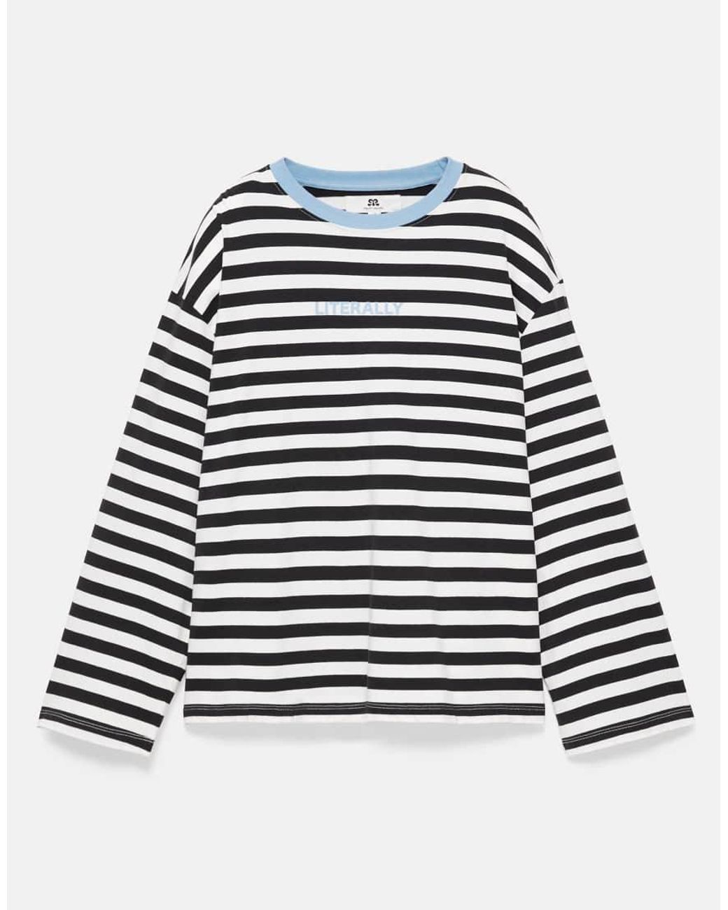 Pull&Bear Black Long Sleeve Striped T-shirt