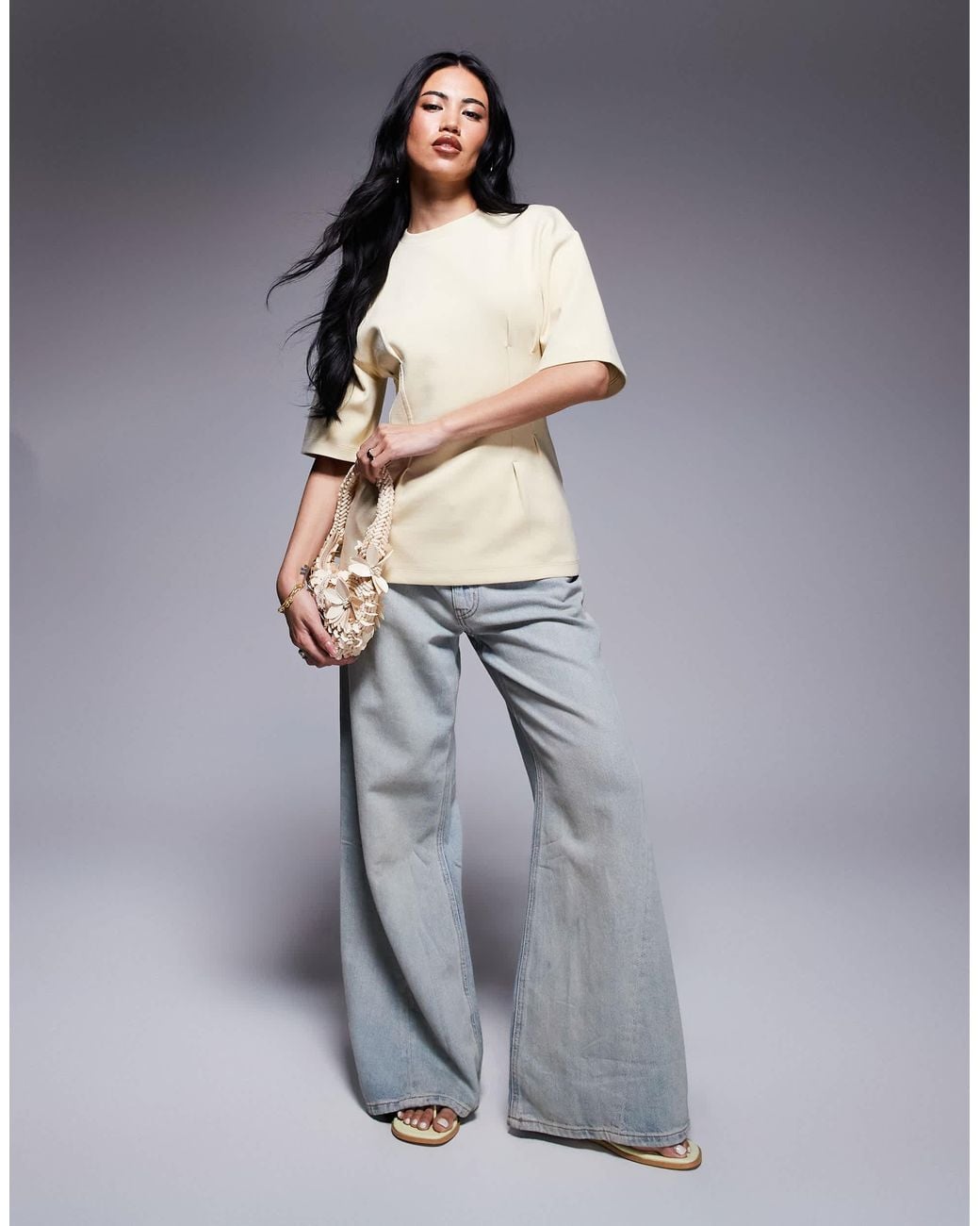 ASOS Natural Cinched Interlock Tee