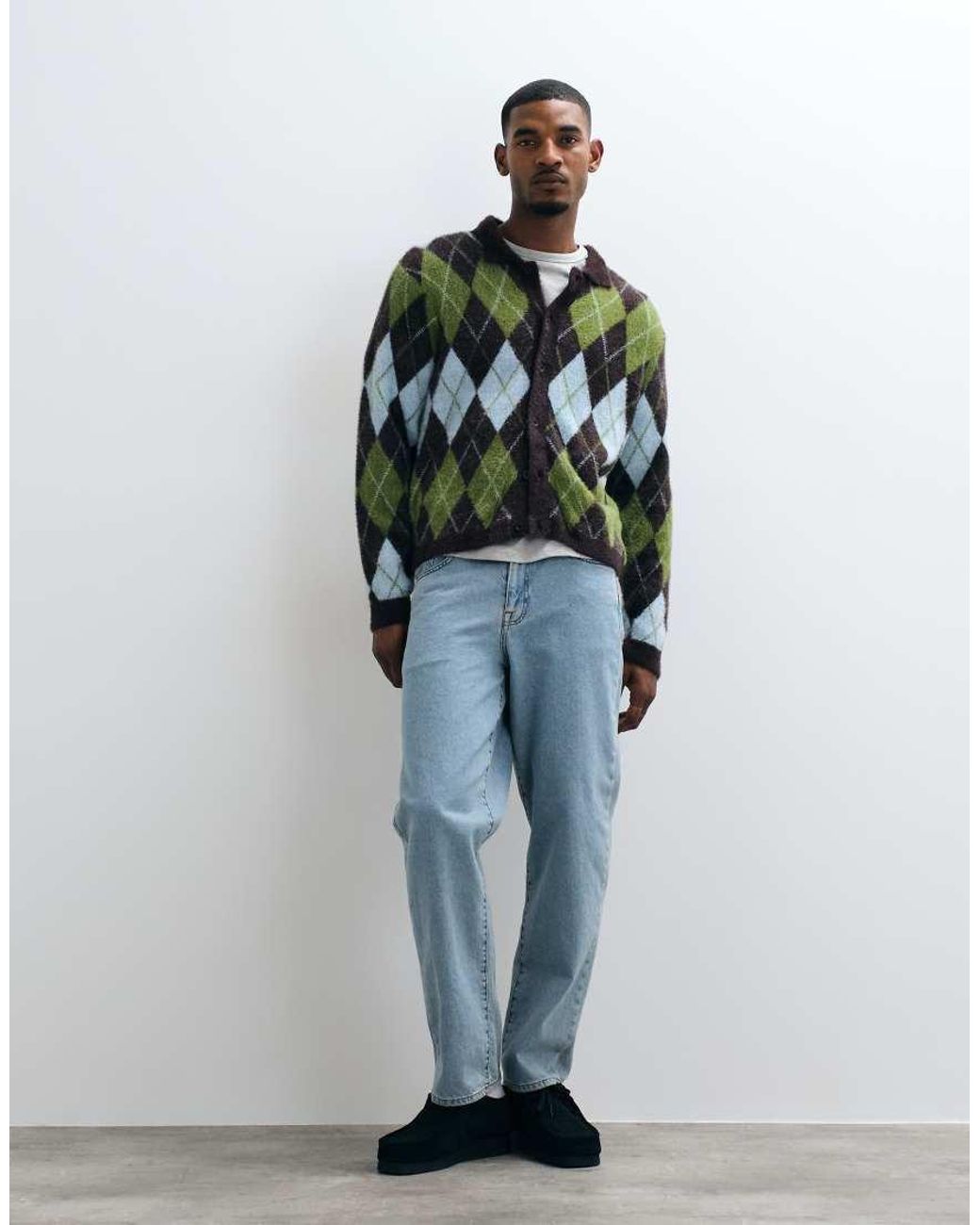 Huf Green Cooper Argyle Knit Jumper for men