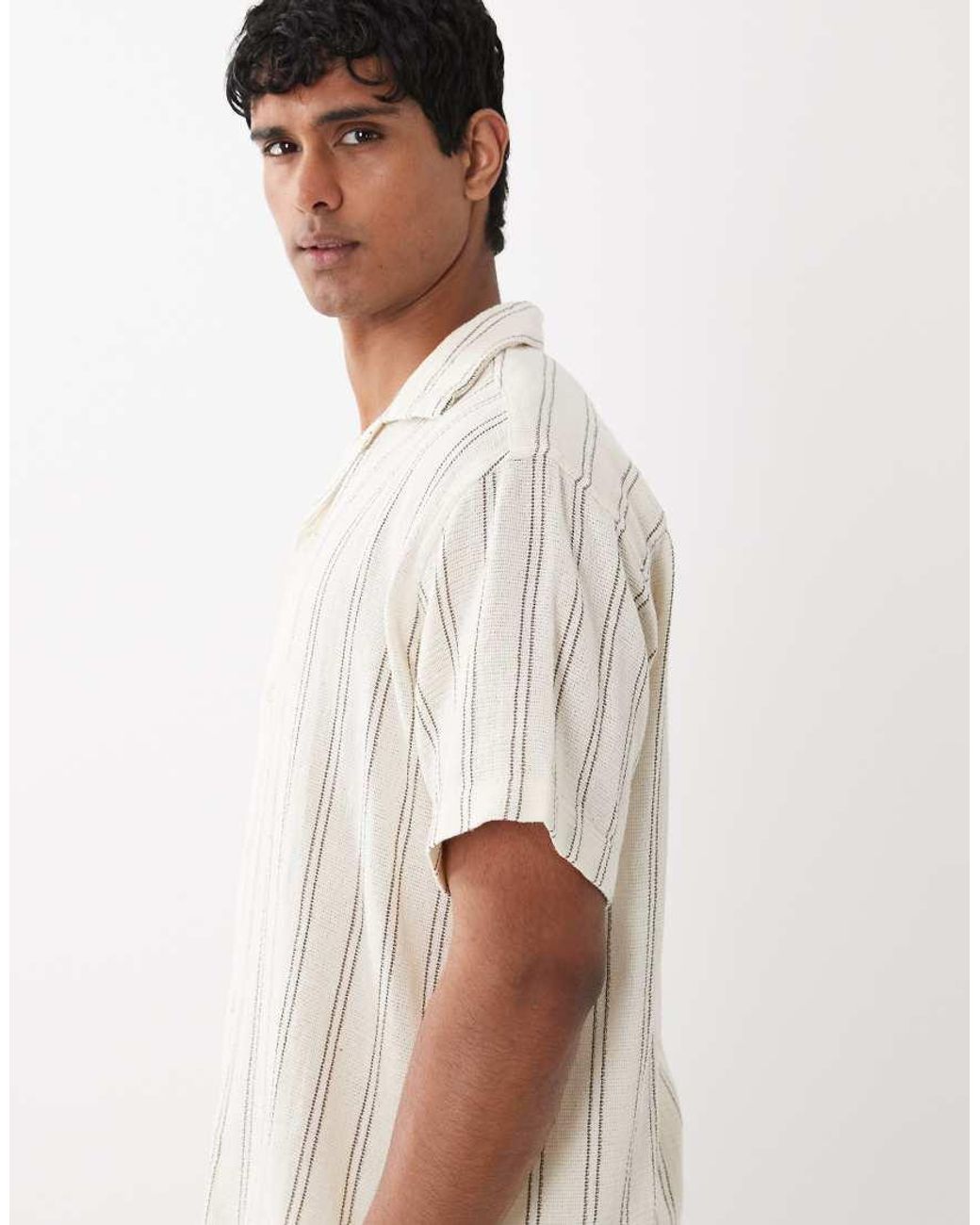 Jack & Jones White Stripe Textured Shirt for men