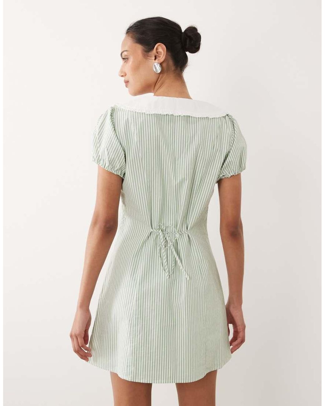 Abercrombie & Fitch Natural Collared Puff Sleeve Mini Dress