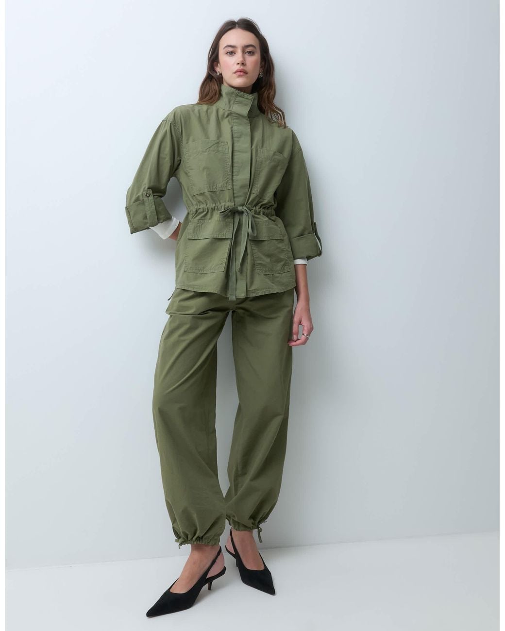 ASOS Green Utility Light Weight Jacket With Cinch
