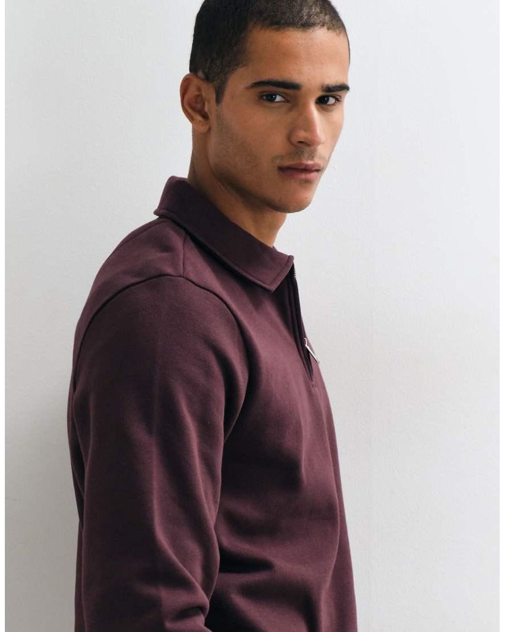 Threadbare Blue 1/4 Zip Polo Sweatshirt for men