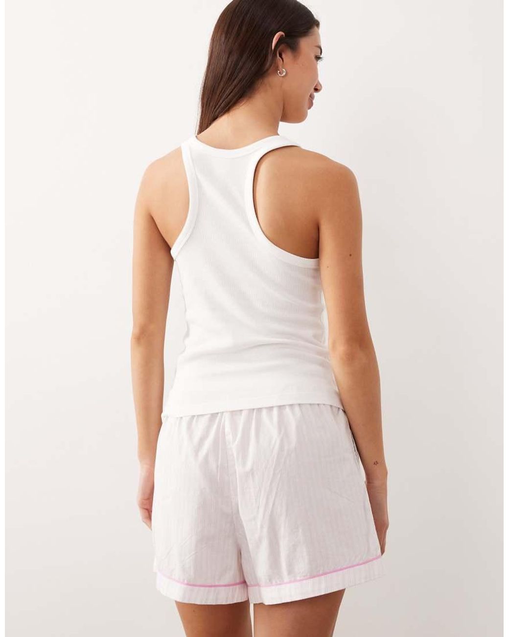 Calvin Klein White Pyjama Tank And Shorts Set