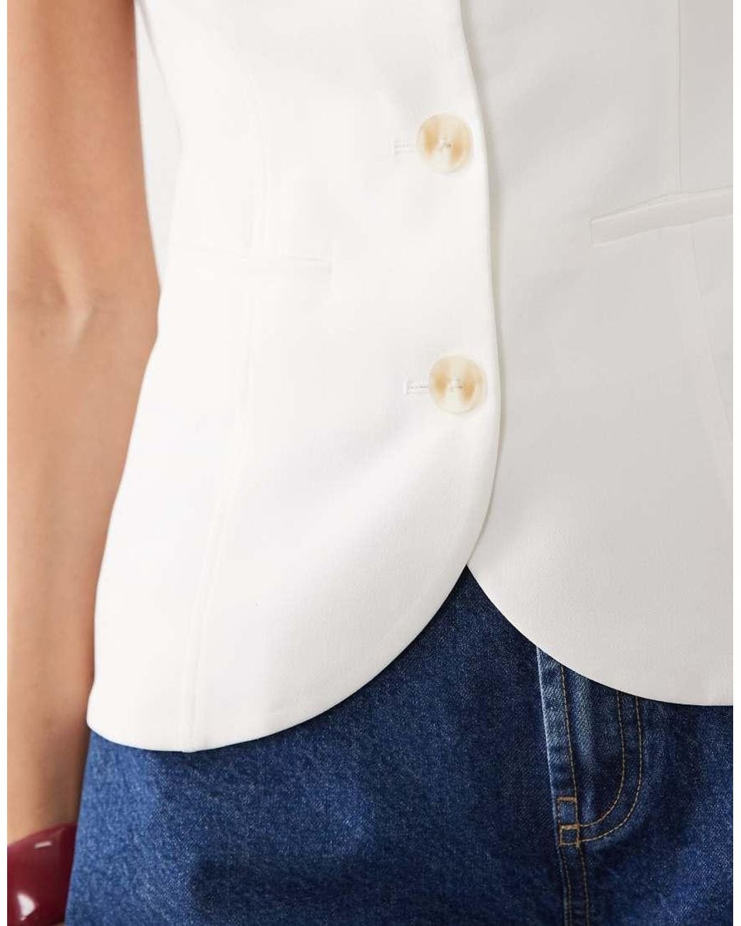 Nobody's Child White Crew Neck Button Down Waistcoat Top