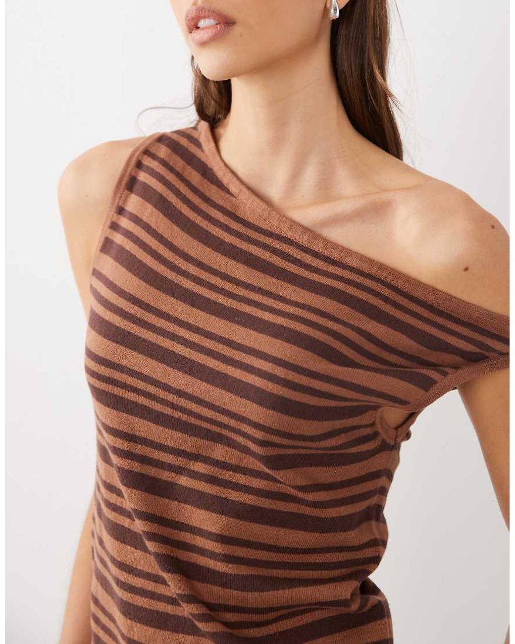 Cotton On Brown Off Shoulder Knit Top