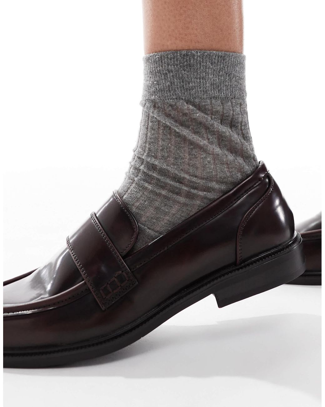 SEQWL Wide Fit Black Cadilliac Penny Loafers