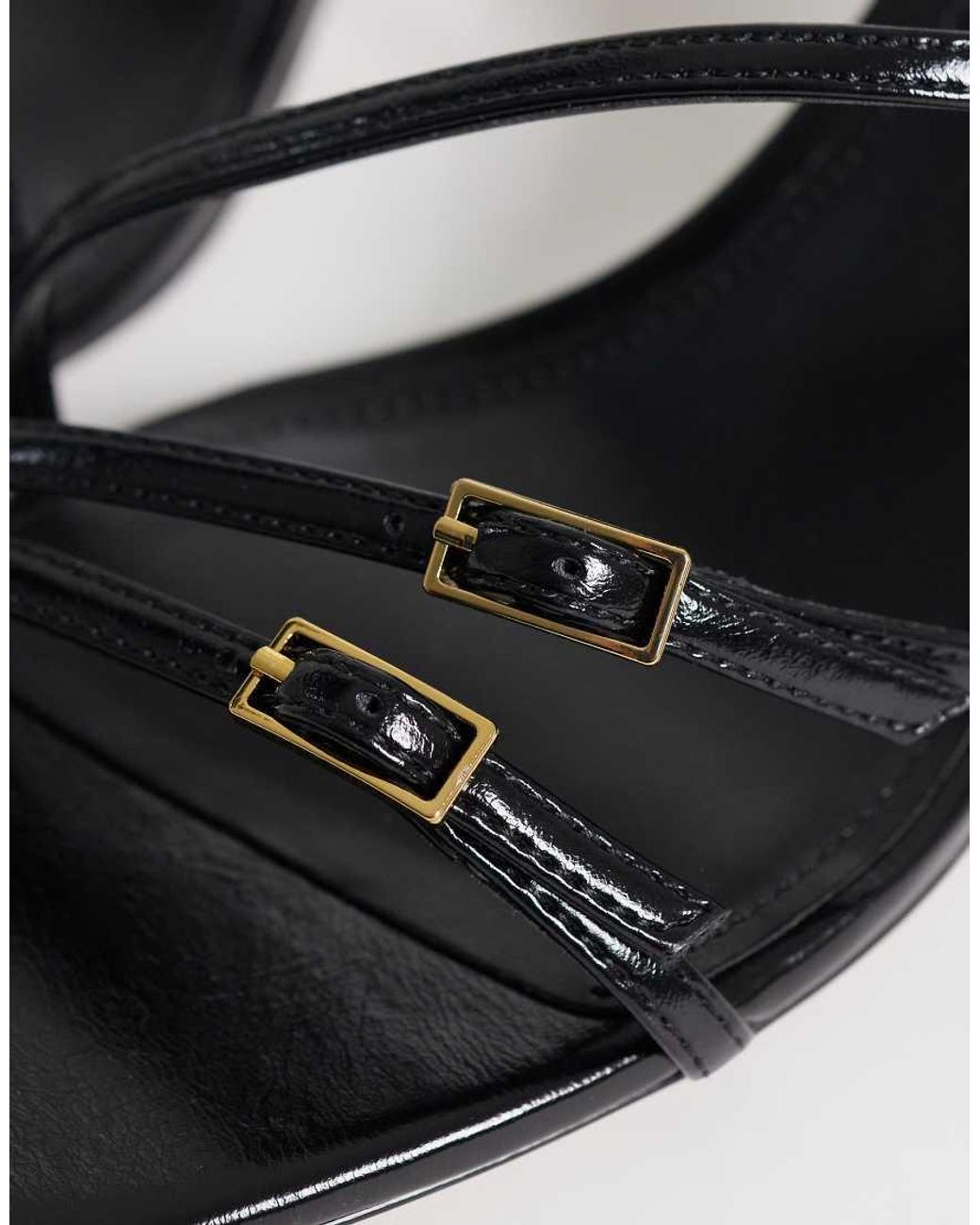 Mango Metallic Strappy Minimal Heeled Sandals With Buckles