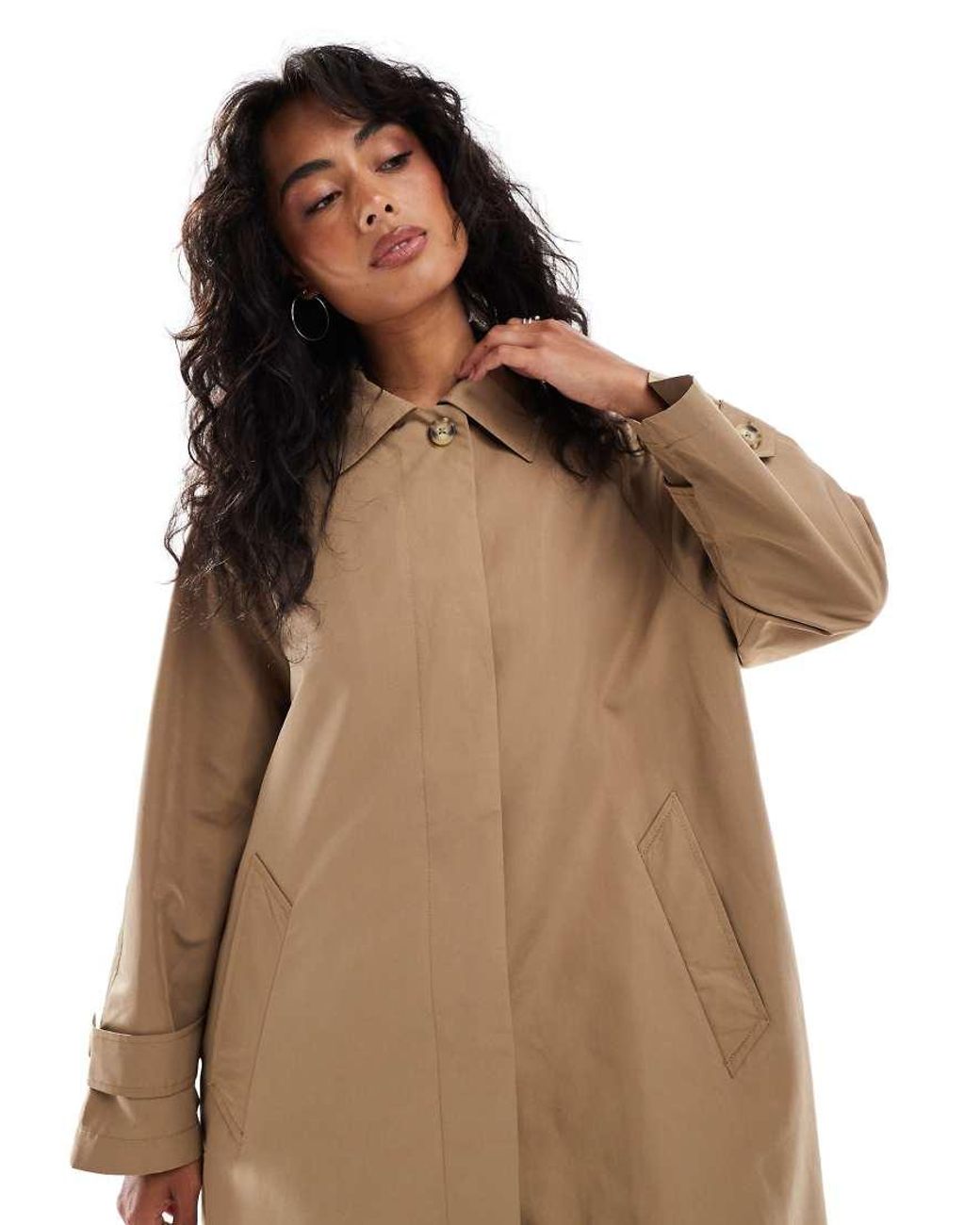 Stradivarius Relaxed Trench Coat With Hood in Natural Lyst UK