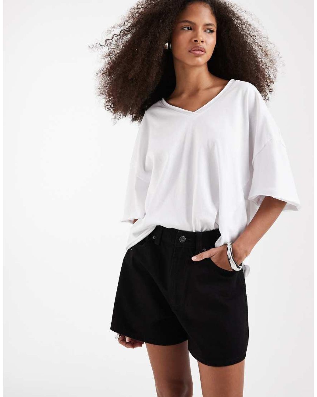 ASOS Black Denim Longer A Line Short