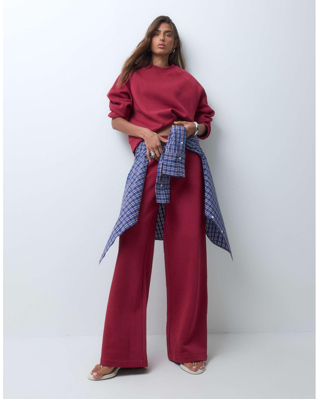 ASOS Red Regular Raglan Brushback Sweatshirt