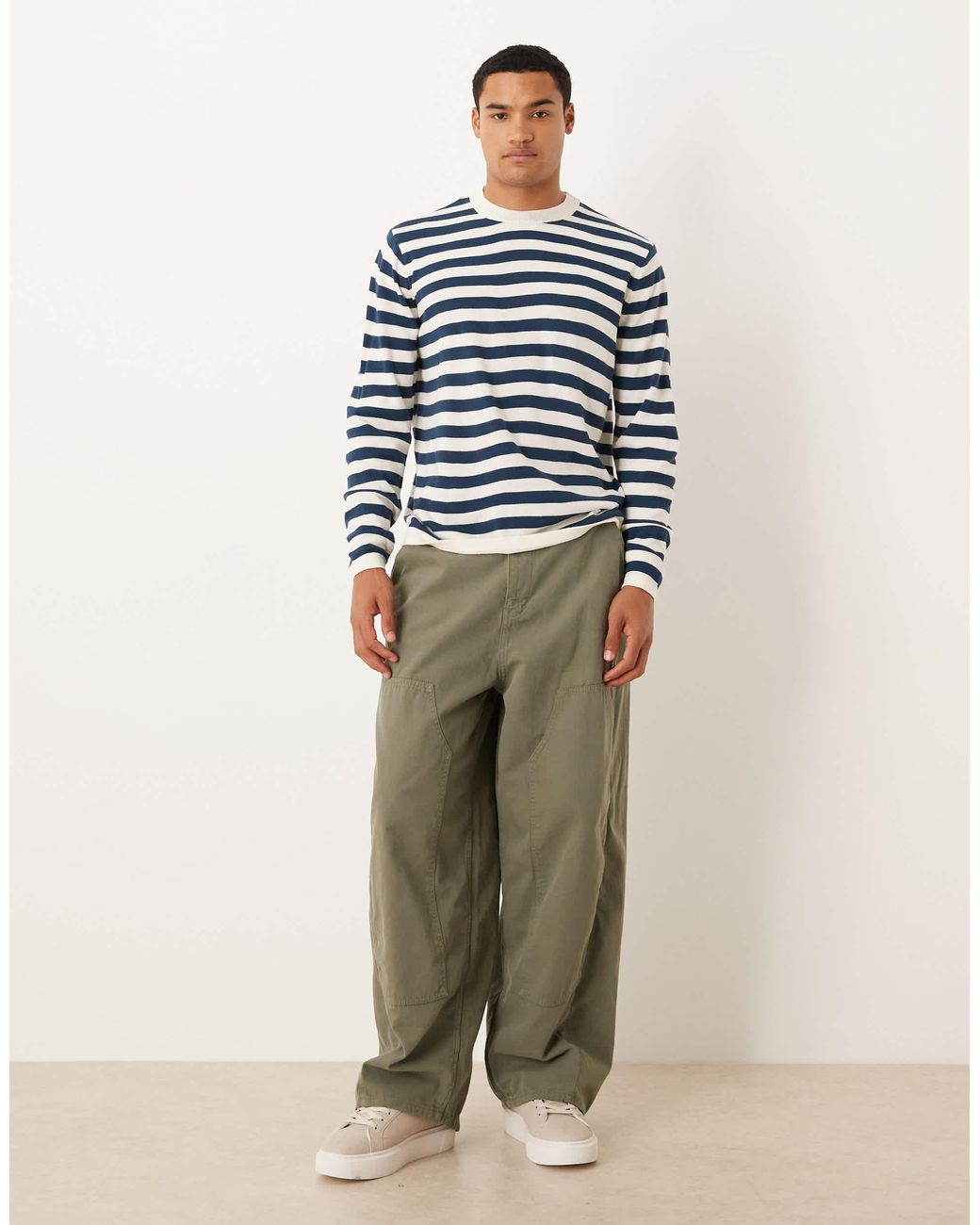 ASOS Blue Relaxed Knit Long Sleeve Crew Neck T-shirt for men