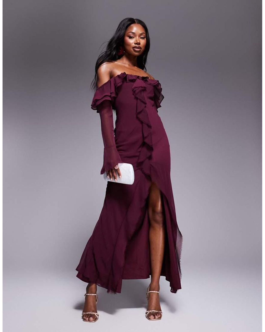 bardot cut out frill dress ASOS DESIGN