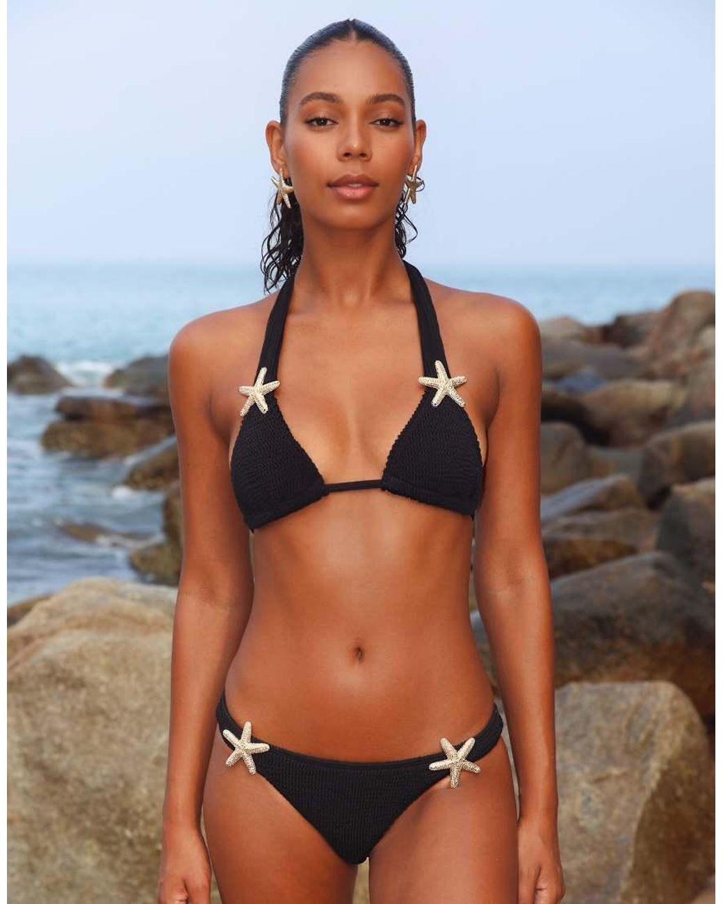 Moda Minx Black Scrunch Starfish Fixed Bikini Bottom