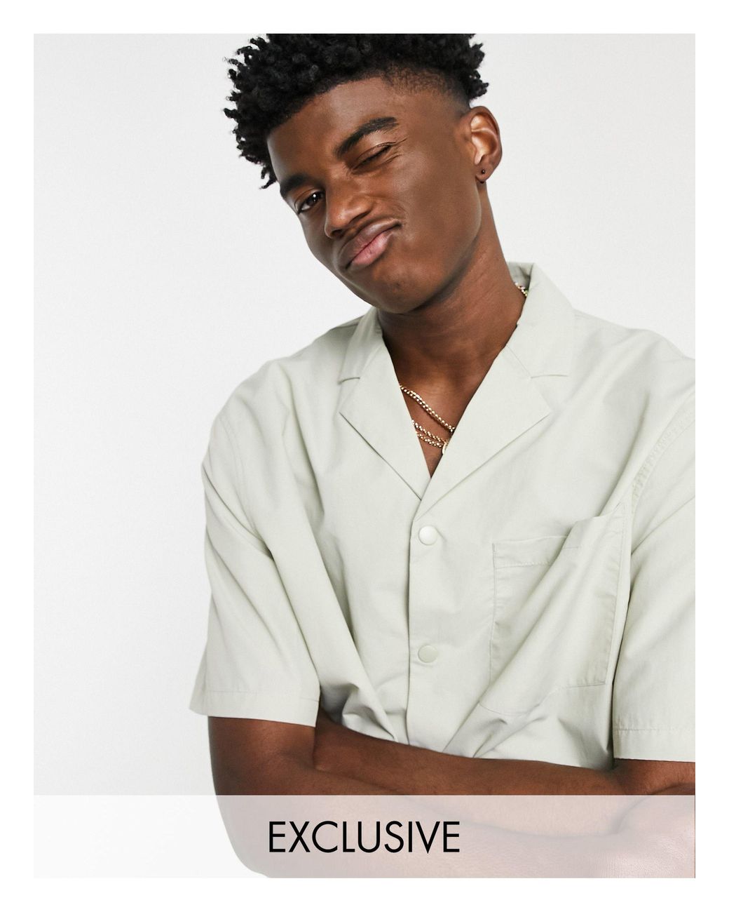 Collusion Short Sleeve Boxy Shirt in 