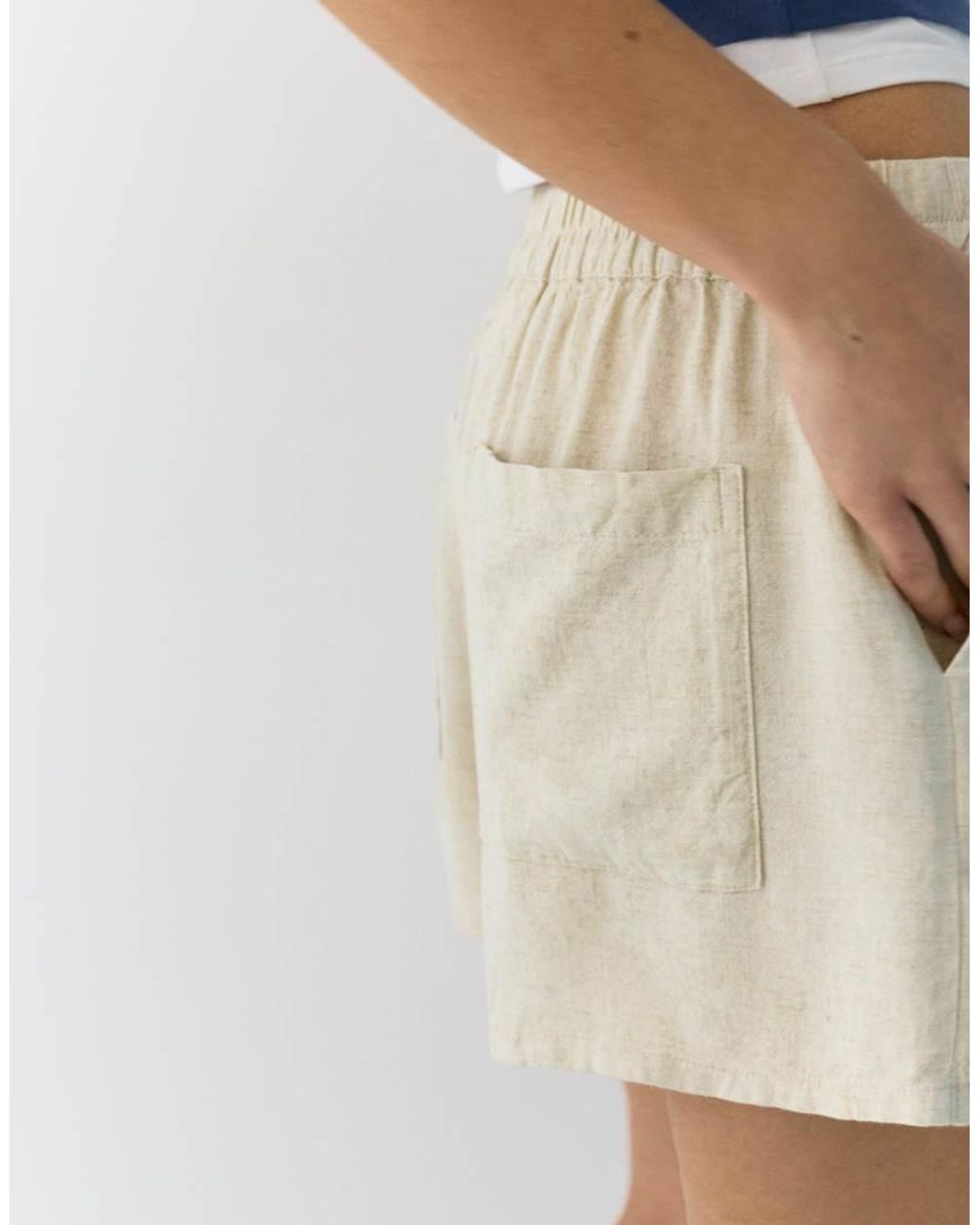 Pull&Bear Blue Linen Blend Shorts