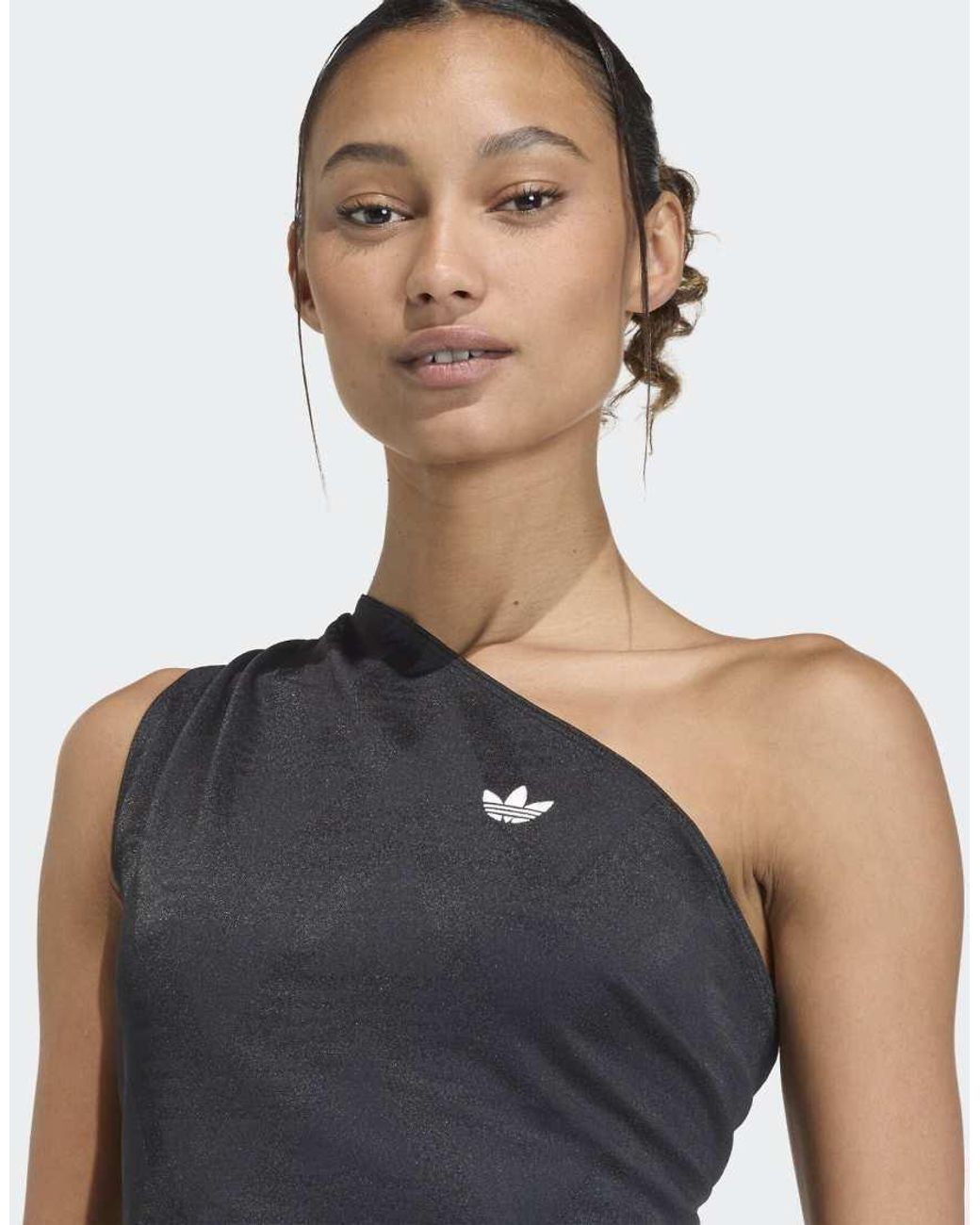 Adidas Originals Blue Rouched One Shoulder Top