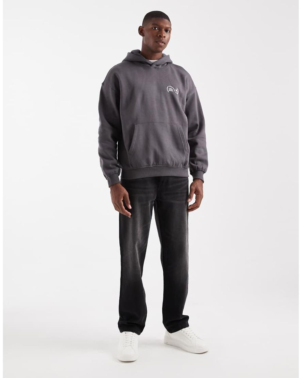 Only & Sons Gray Vintage Fit Hoodie With Scene Back Print for men