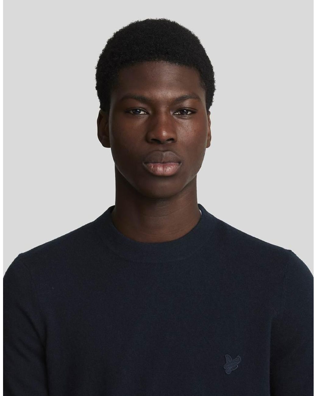 Lyle & Scott Blue Lambswool Crew Neck Jumper for men