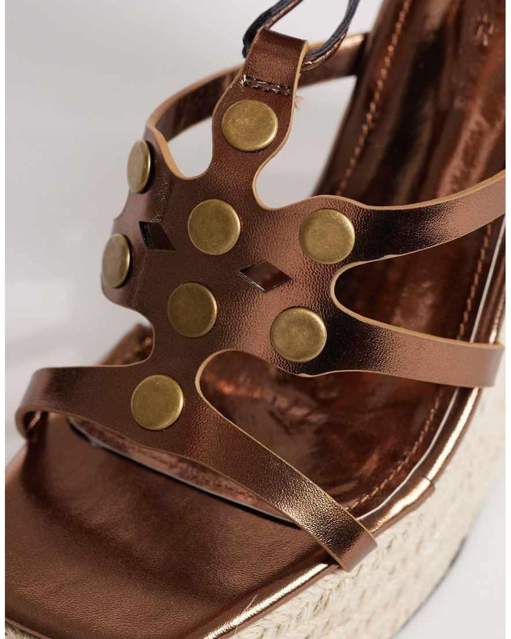 Public Desire Metallic Dorothy Espadrille Wedge Sandals