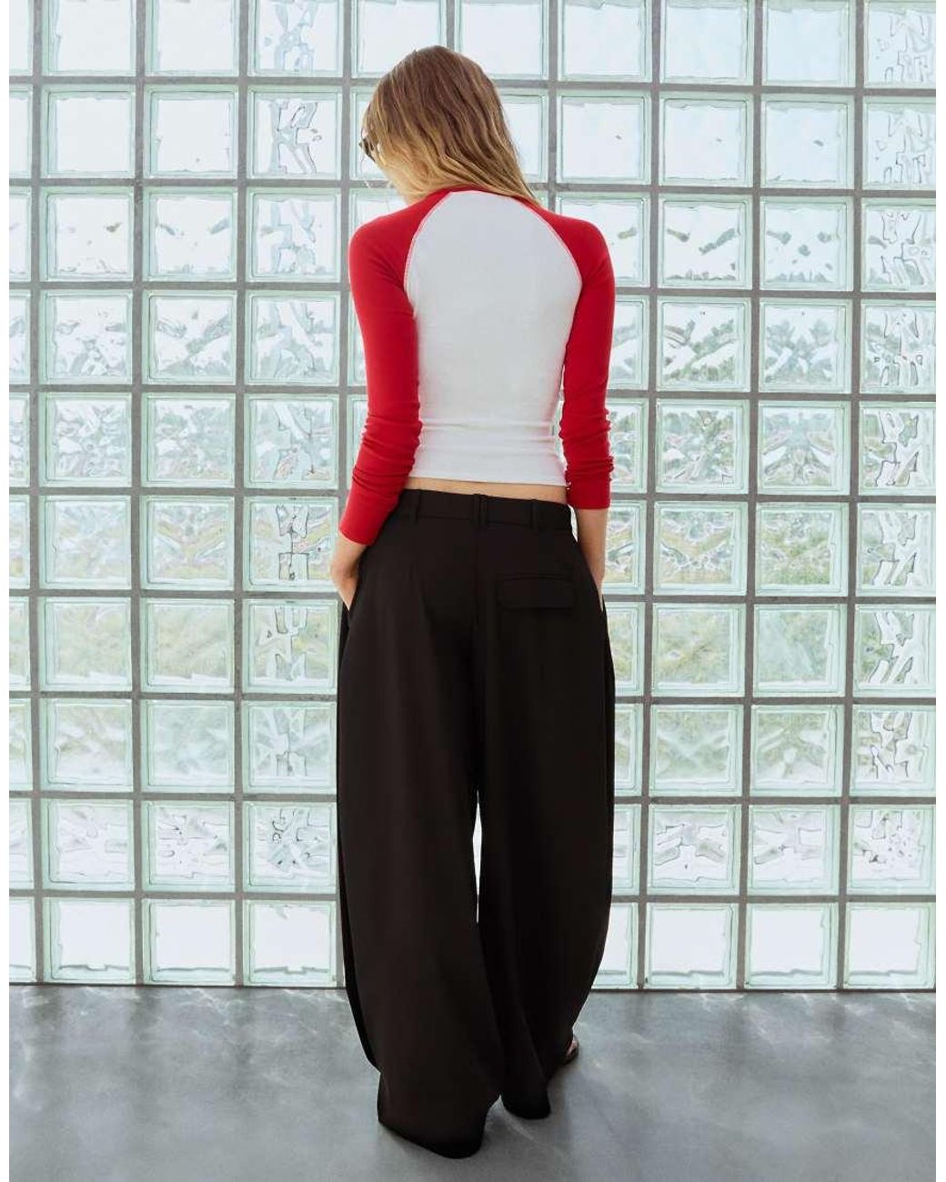 Bershka Gray Side-pleat Trousers