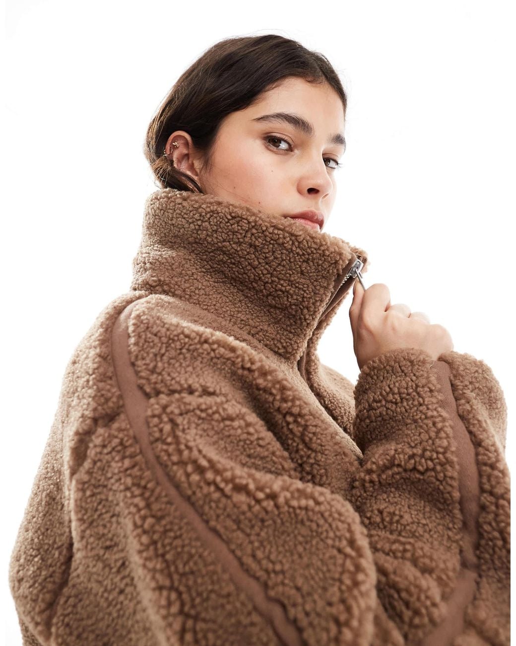 ONLY Brown Slouchy Teddy Jacket