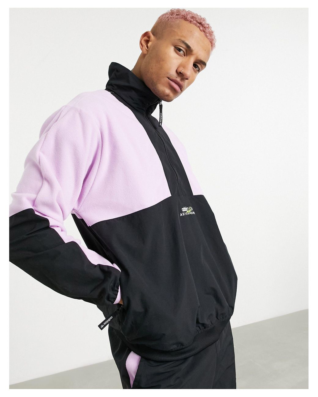 adidas Originals Half Zip Fleece Co-ord in Black for Men | Lyst UK