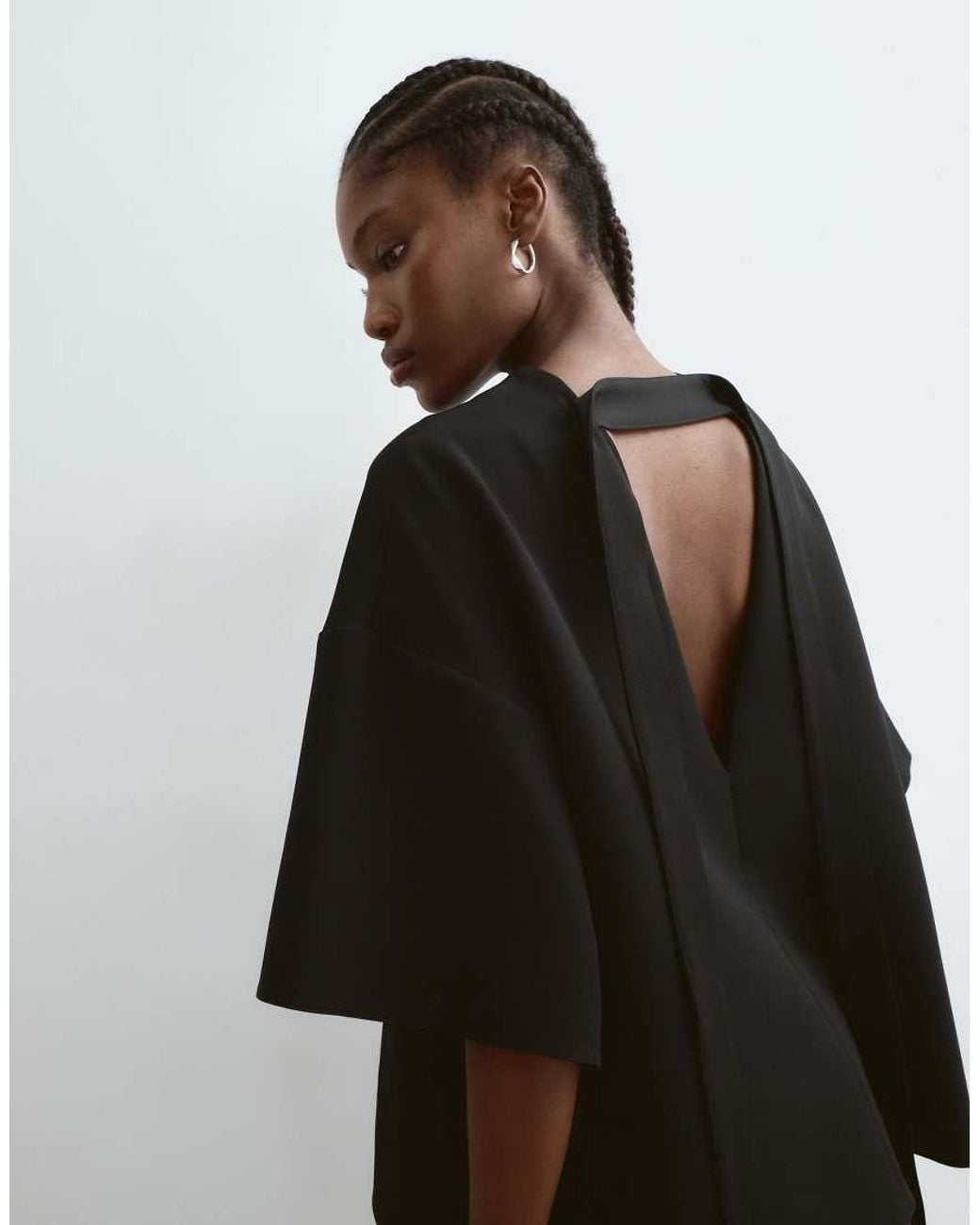 ARRANGE White Boxy Top With Open Back