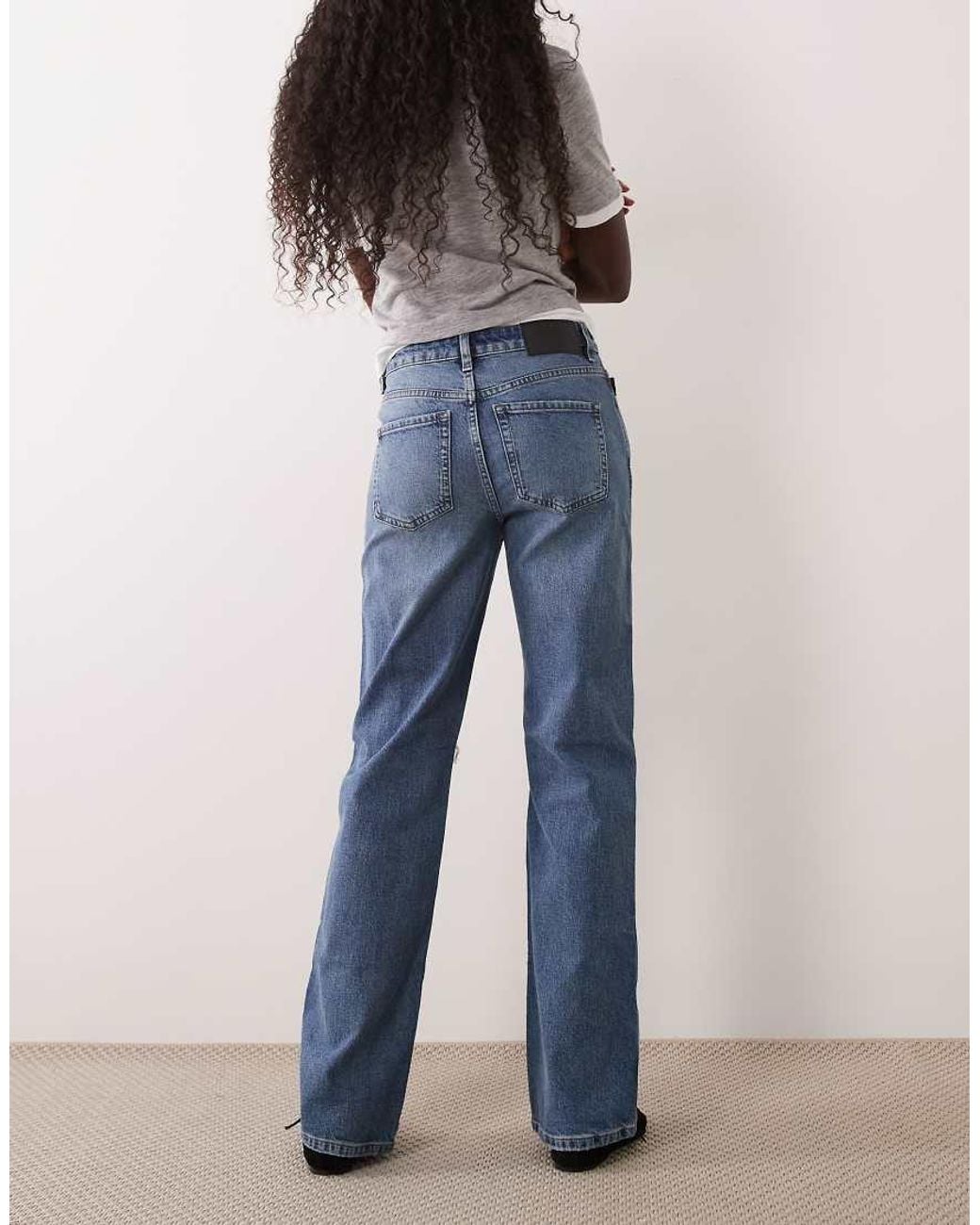 ASOS Blue Comfort Stretch Straight Leg Jeans With Rips