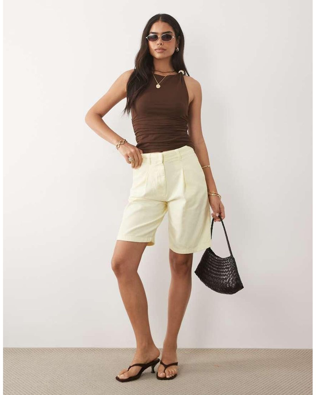 Mango Natural Tailored Bermuda Shorts