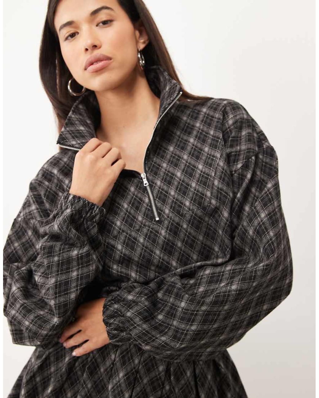 ASOS Gray Mix & Match Brushed Half Zip Windbreaker Jacket