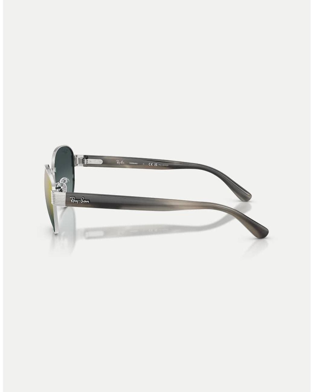 Ray-Ban Green Square Polarised Sunglasses With Mirrored Lens