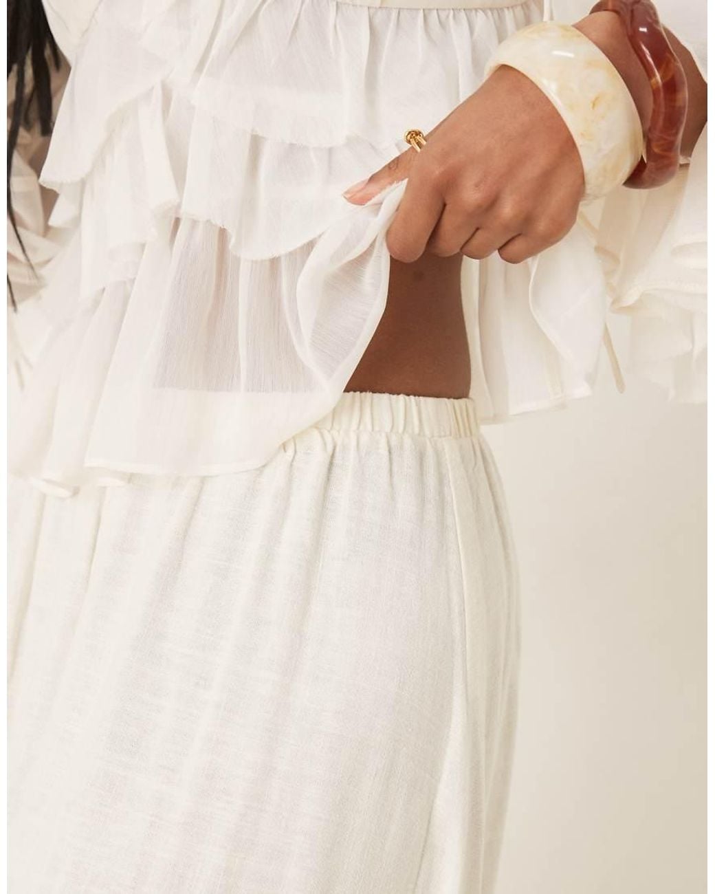 ASOS Natural Linen Blend A-line Maxi Skirt