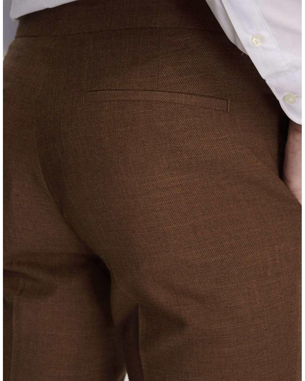 Harry Brown Brown Sandro Slim Fit Linen Look Suit Trousers for men