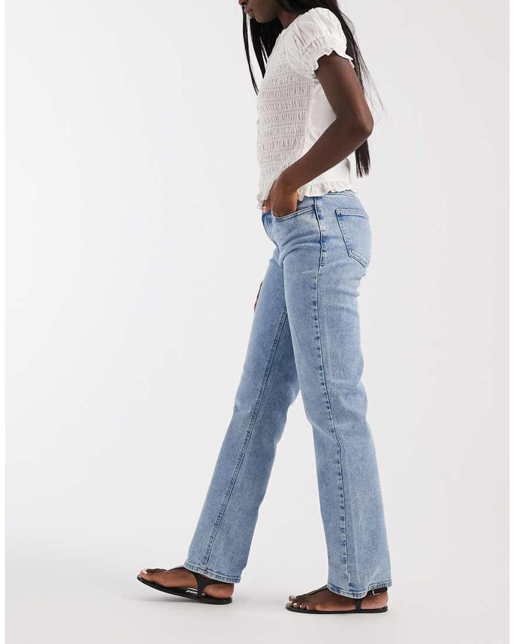 Pieces Blue Kelly Mid Waist Straight Leg Jeans