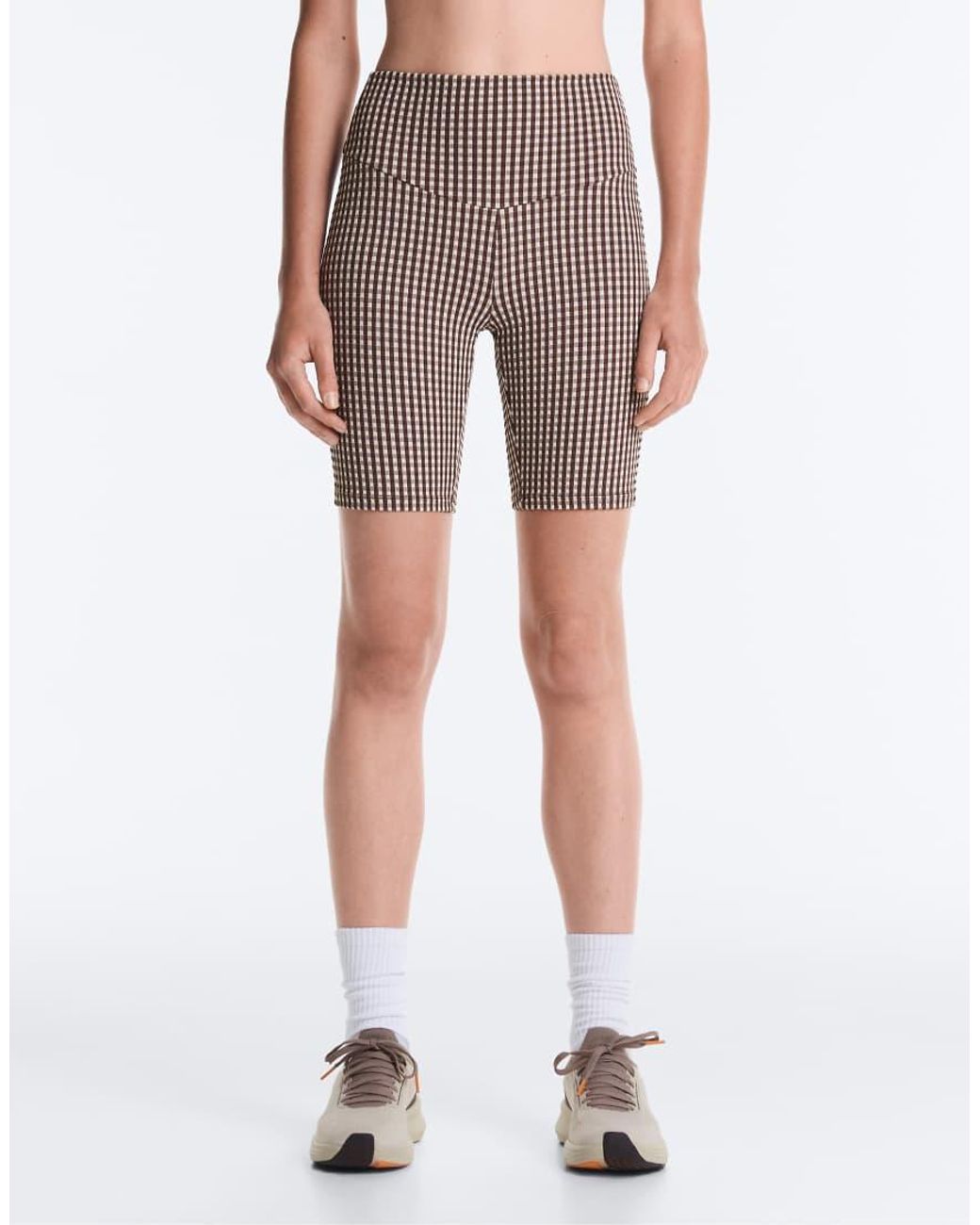 Oysho White Comfortlux High-Rise 20Cm Gingham Leggings
