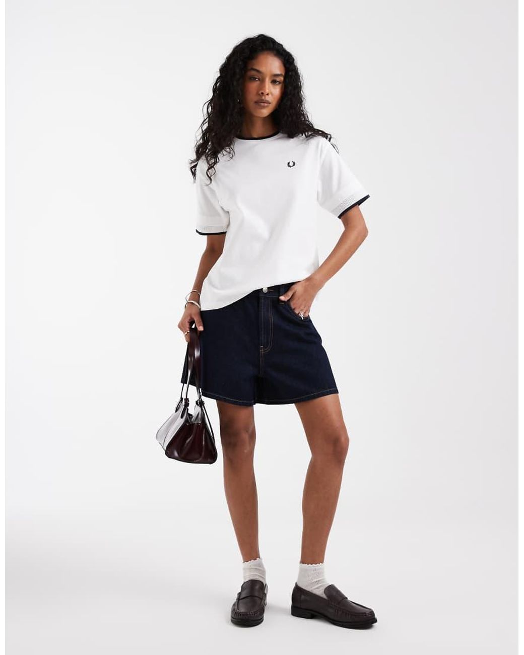Fred Perry White Tipped Mesh Pique T-Shirt