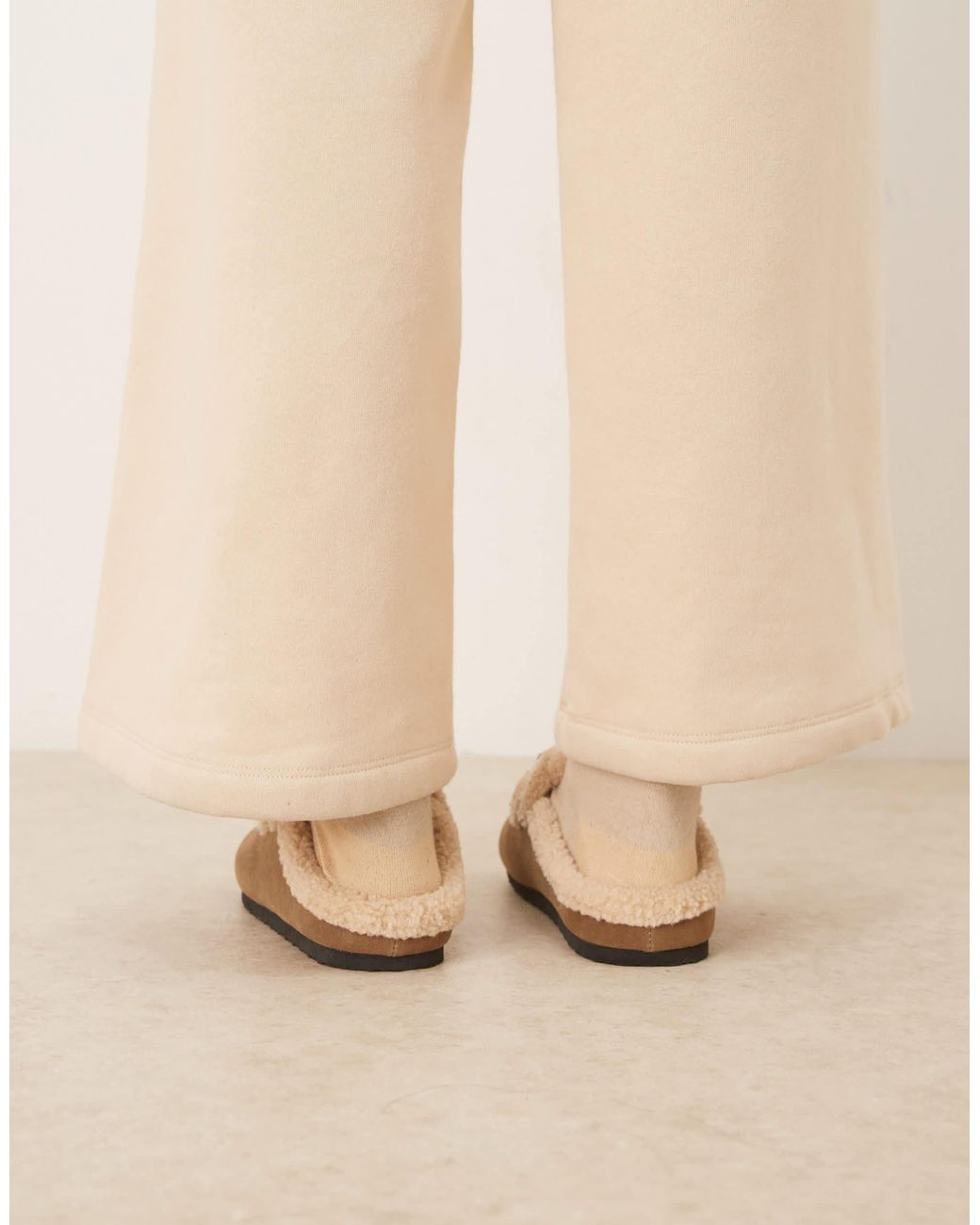 Glamorous Natural Fluffy Slip On Mules