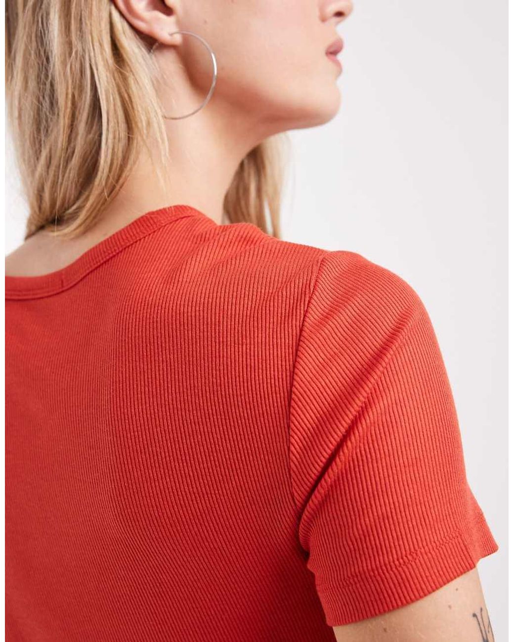 Aware Red Ribbed T-shirt