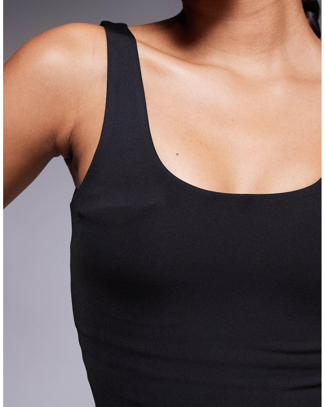 4505 Black Square Neck Singlet With Inner Bra