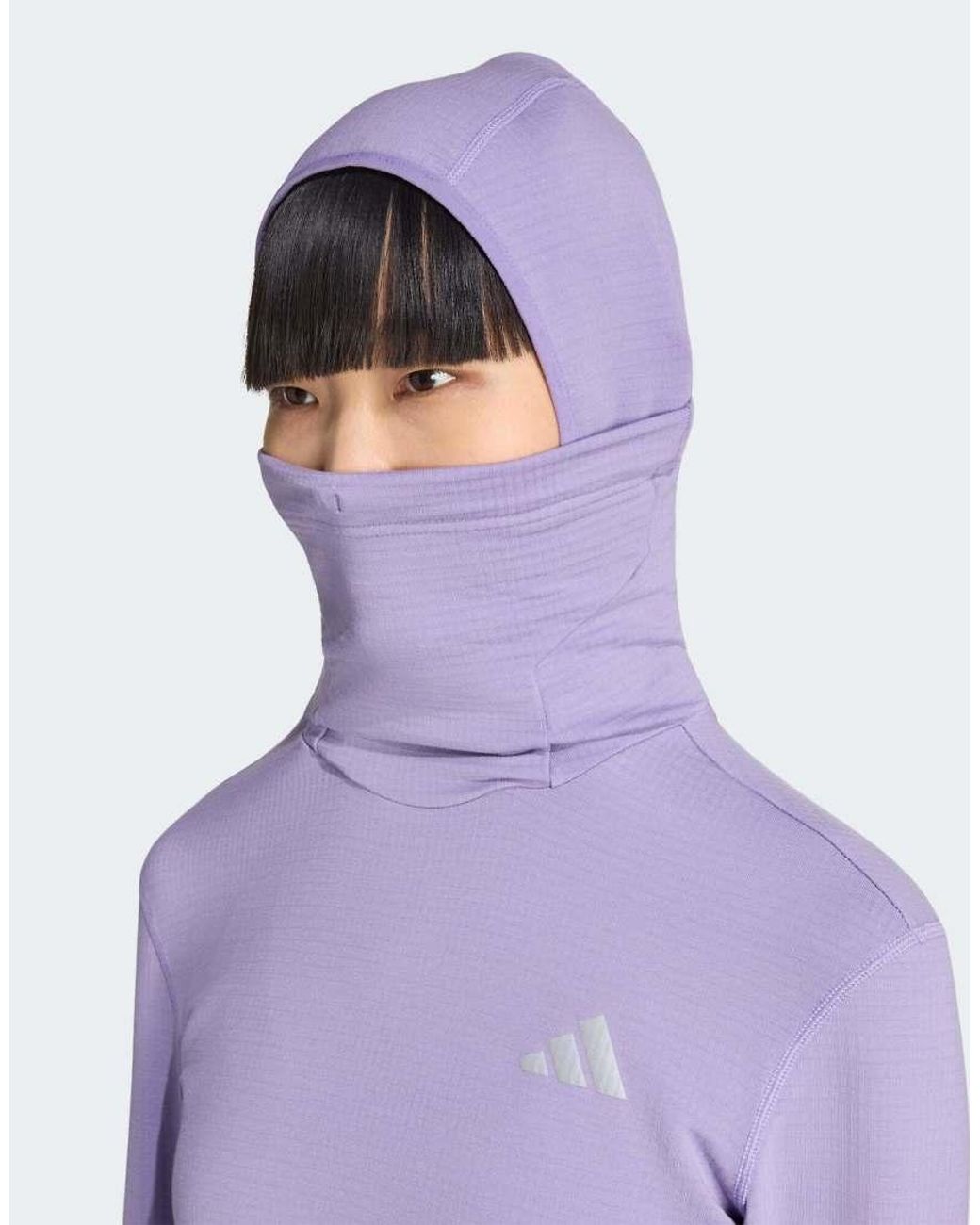Adidas Originals Purple Adi365 Running Essentials Winterised Hooded Long Sleeve Hooded Track Top