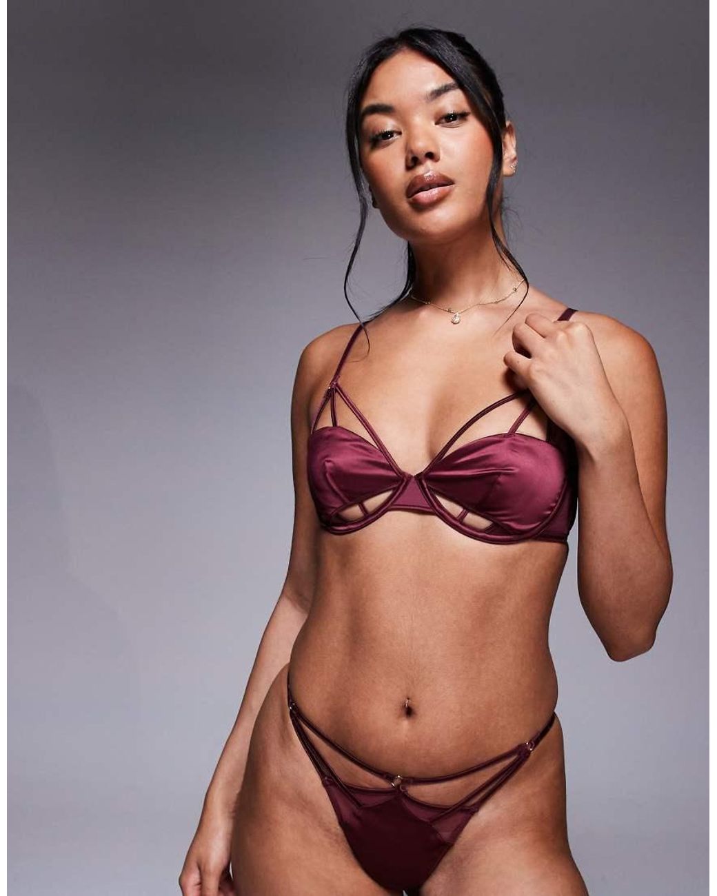 ASOS Ash Satin & Mesh Strappy Underwired Bra